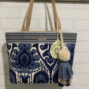 Spartina moonglade boho hazel tote blue